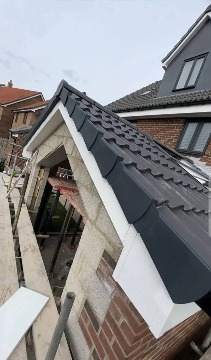 Dry verge system fitted on the gable edge of a tiled roof