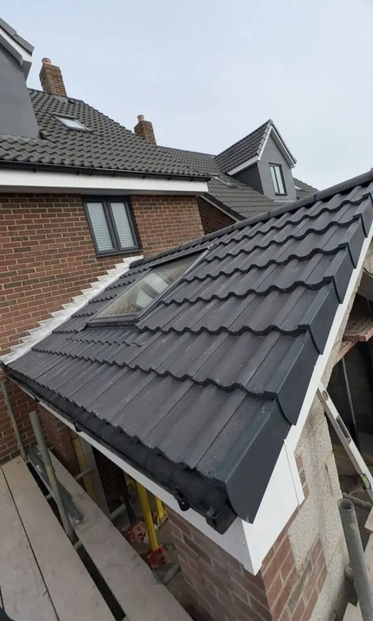 New tiled roof on a house extension